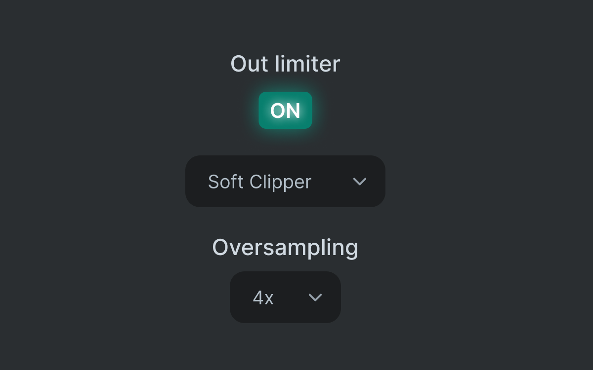 Gluon output limiter and oversampling controls